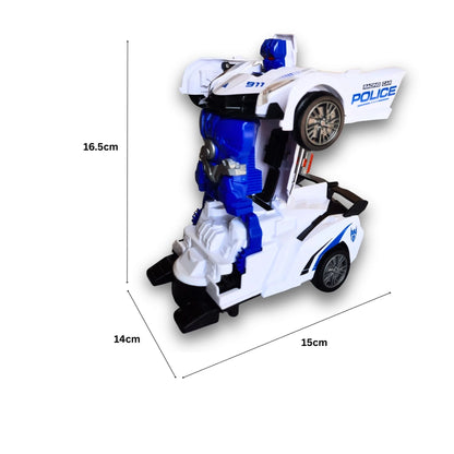 Dimenzije robot auta za decu policijski transformer 16.5 cm visina 15 cm dužina