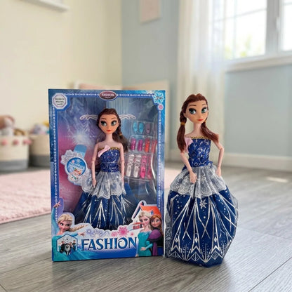 Ana iz Frozen dečija lutka u svetlucavoj haljini sa dodacima i poklon kutijom.