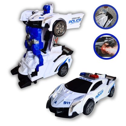 Robot auto za decu sa funkcijama svetla zvuk kretanje transformacija i dim efekat.