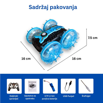 Sadržaj pakovanja auto na daljinski uključuje daljinski upravljač, Li-ion bateriju, USB punjač i šrafciger
