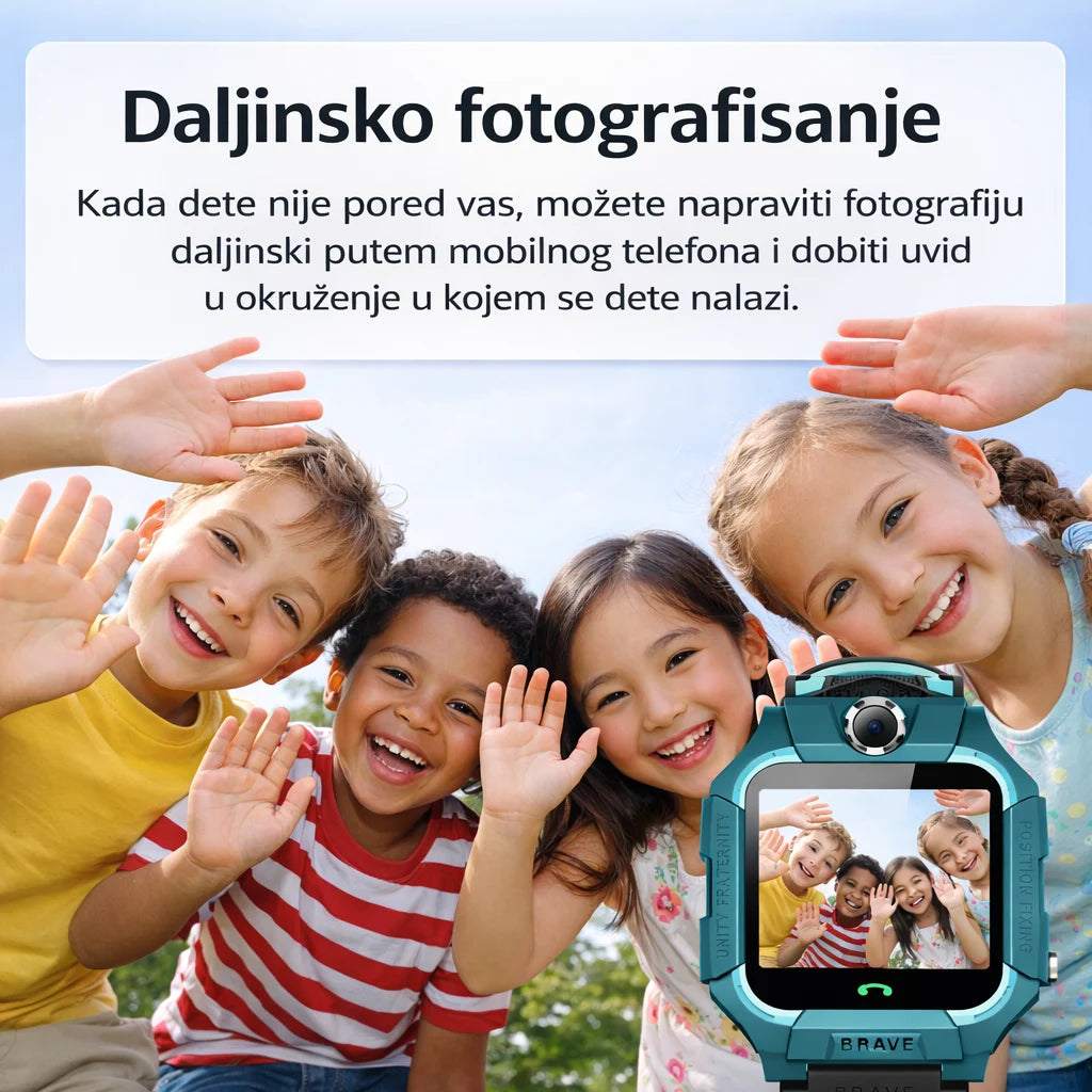 Deca slikana putem kamere na pametnom satu za decu uz daljinsko upravljanje roditelja.