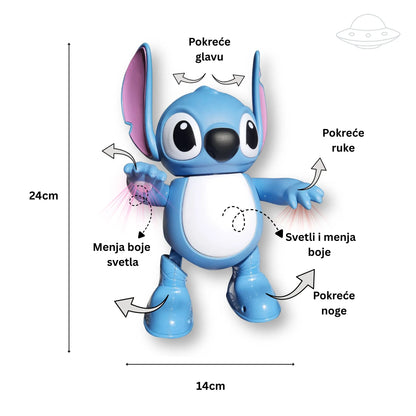 igračka za decu Robot Stitch sa dimenzijama i opisom funkcija.