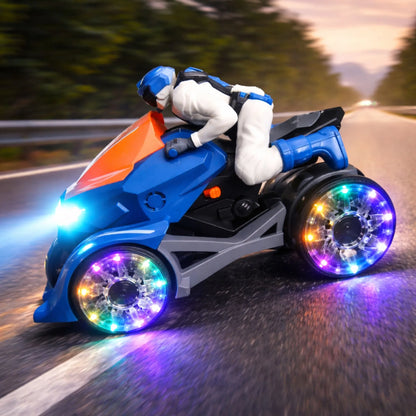 Interaktivni motor za decu sa LED svetlima tokom vožnje po putu.