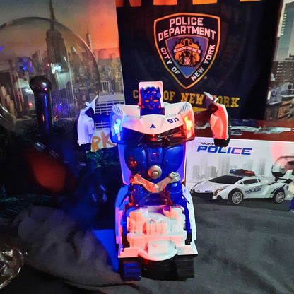 Transformers policijski robot sa svetlosnim efektima – auto koji se transformiše u robota za decu.