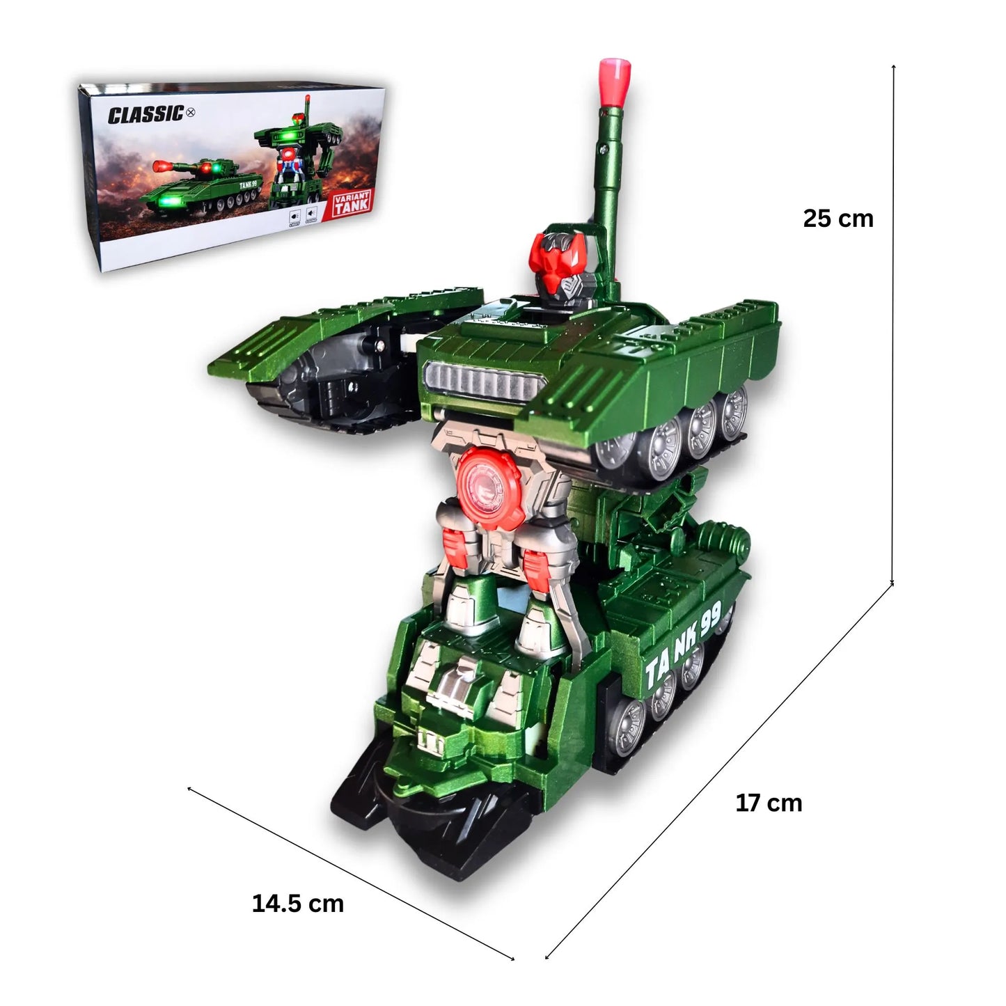 Dimenzije transformers tenka koji se pretvara u robota za decu.