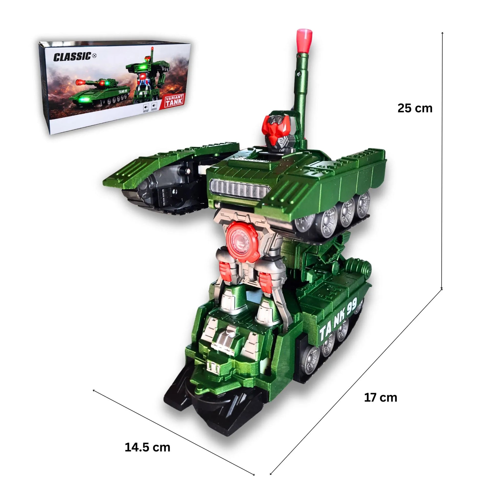 Dimenzije transformers tenka koji se pretvara u robota za decu.