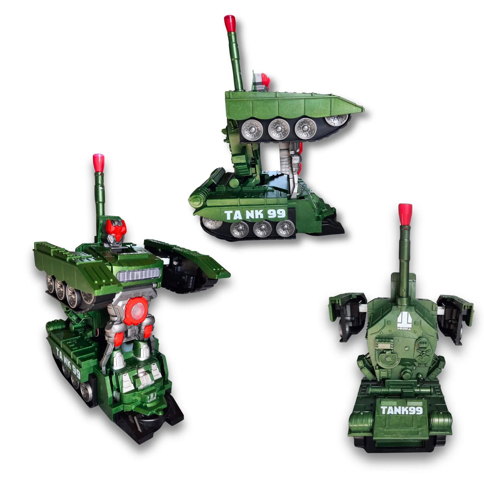 Transformers robot igračka za decu u različitim pozicijama.