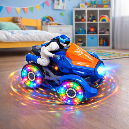 Interaktivni trkački motor za decu sa LED svetlećim točkovima tokom 360° rotacije u dečijoj sobi